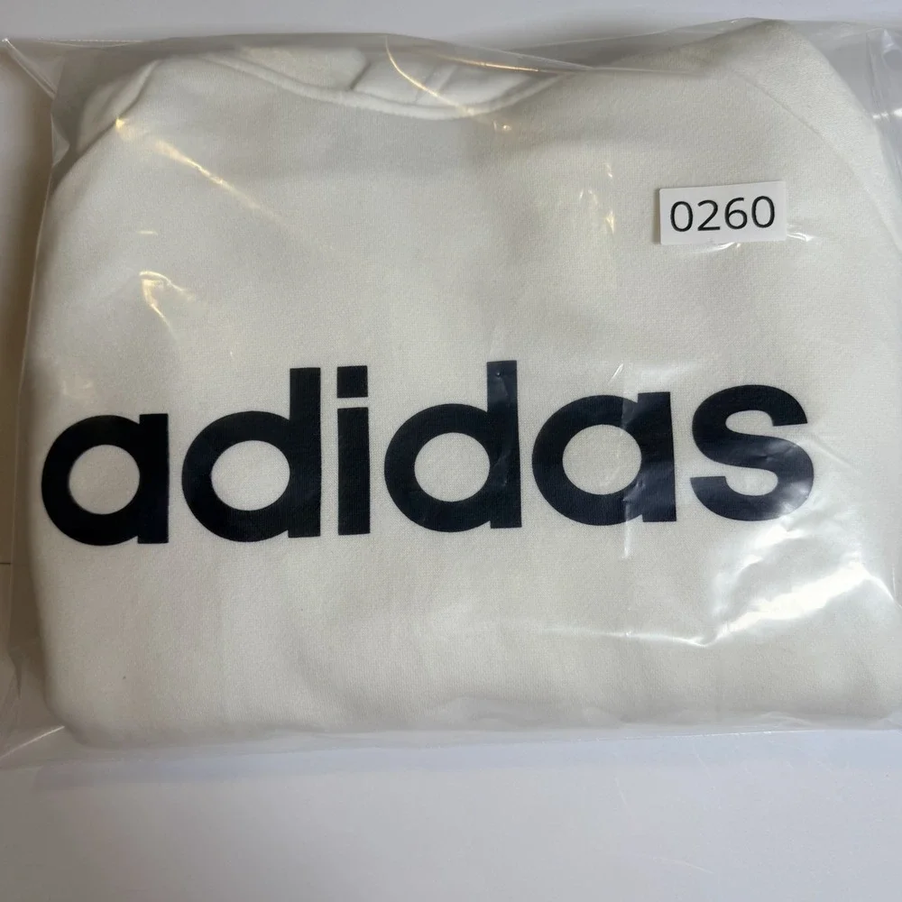 Adidas Hoodie Unisex Small White Fleece Lined Logo 3 Stripes Pullover Athleisure
